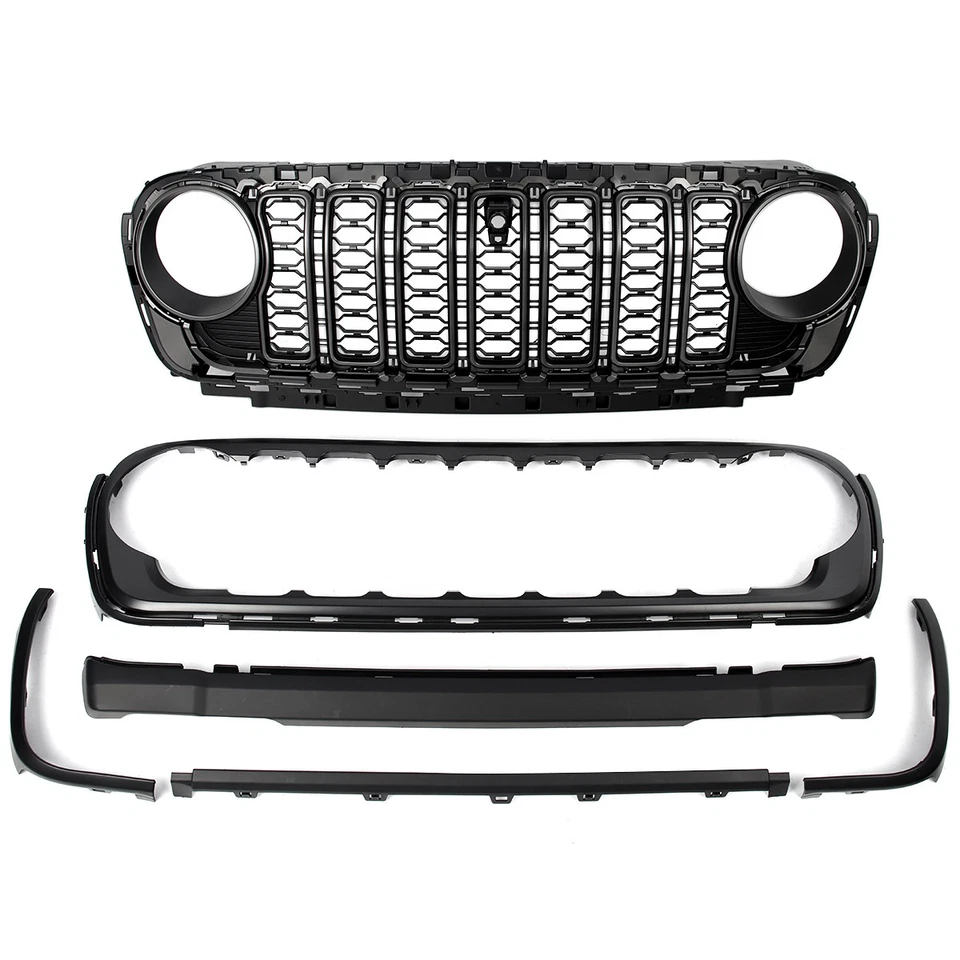 For 2018 2017 2019-2024 Jeep Wrangler JL Gladiator JT Front Grille Matte Black Foto 2 de 4