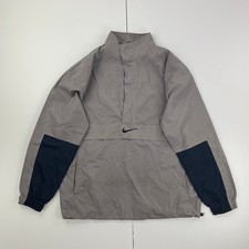 NIKE Windbreaker Jacket Large Grey Blue Men's Lightweight Classic Athletic Logo