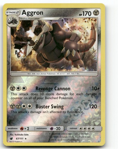 AGGRON 67/111 RARE REVERSE HOLO CRIMSON INVASION POKEMON NEAR MINT