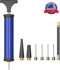 Bomba de Aire Portátil Kit Inflador para Pelotas con Aguja boquilla Manguera NEW