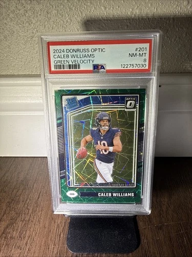 New Listing2024 Panini Donruss Optic - PSA 10 Caleb Williams #201 Green Velocity Prizm