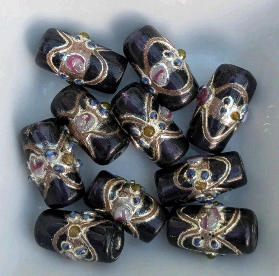 lampwork tube beads wedding cake stunning beads x10 - Image 3 of 3