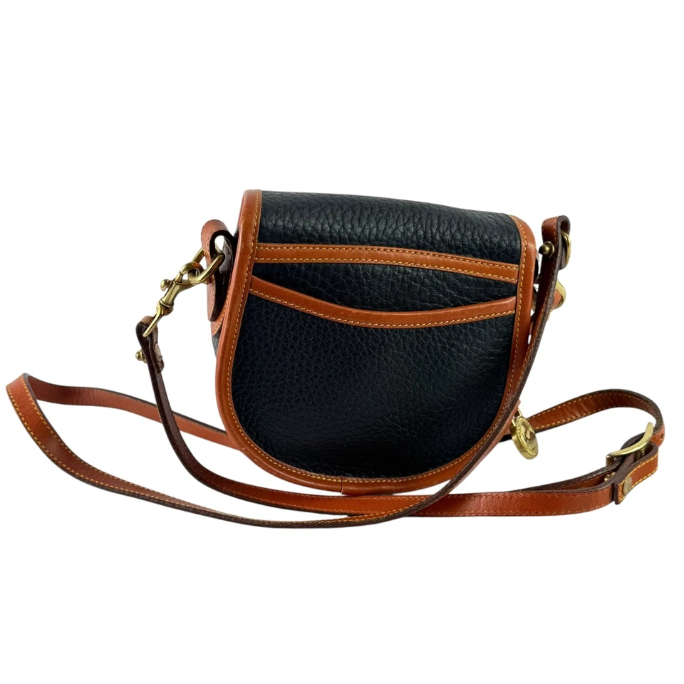 DOONEY and BOURKE Large Duck Black Brown Leather Saddle Crossbody Shoulder Bag - Image 3 of 4