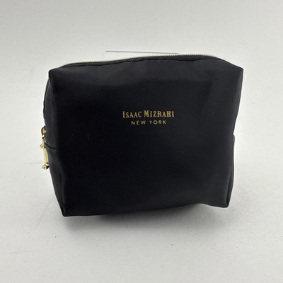 ISAAC MIZRAHI Small Nylon Pouch Coin Make Up Purse Black Gold 4 x4 