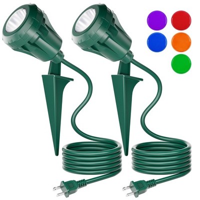 120V LED Outdoor Christmas Spotlights, 5 Extra Lenses (RGB Purple Blue), 7.5W...