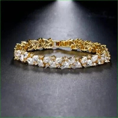 14.70Ct Pear Cut Lab Created Diamond 14k Yellow Gold Plated Tennis Bracelet 7''