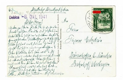 GG Bahnpoststempel: AK Fischer: Krakau-Deutsch Przemysl aus Debica - Bild 1 von 2