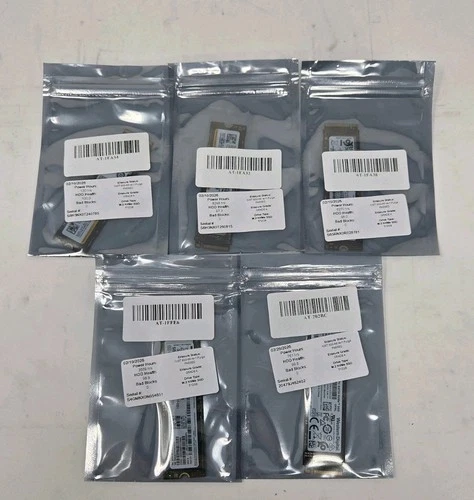 Lot of (5) 512GB NVMe M.2 SSD  2280 Various Major Brands Grade A