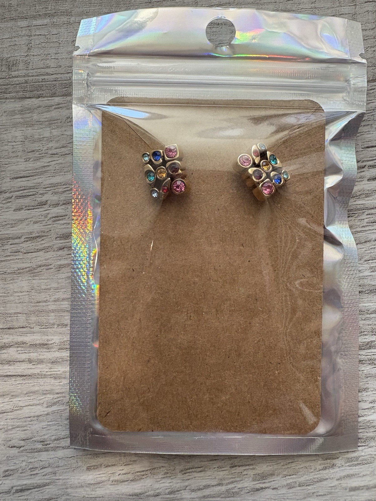 Gold Large Statement Earrings With Multi-Color Bl… - image 2