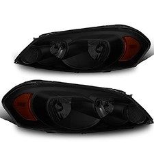 Headlight Assembly Compatible with 2006-2013 Chevy Impala / Black/Black/Amber