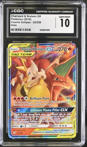 Charizard & Braixen Gx 22/236 Holo Cosmic Eclipse Pokemon CGC 10 Gem Mint