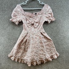 Shein Women's Dress Size Small Pink Floral Short Sleeve Zip Closure