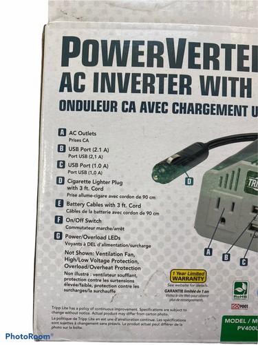 Tripp Lite Pv400usb Car Inverter,400W,Cla,2 5-15R2 Usb - Picture 3 of 10