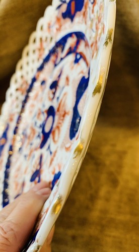 Antique Set Of 2 Meissen Imari Style Reticulated Plates Decorated Carl Teichert - Picture 15 of 19