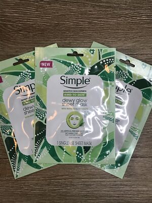 Simple Sensitive Skin Experts Dewy Glow Sheet Mask W/Botanical Extracts 3 Count