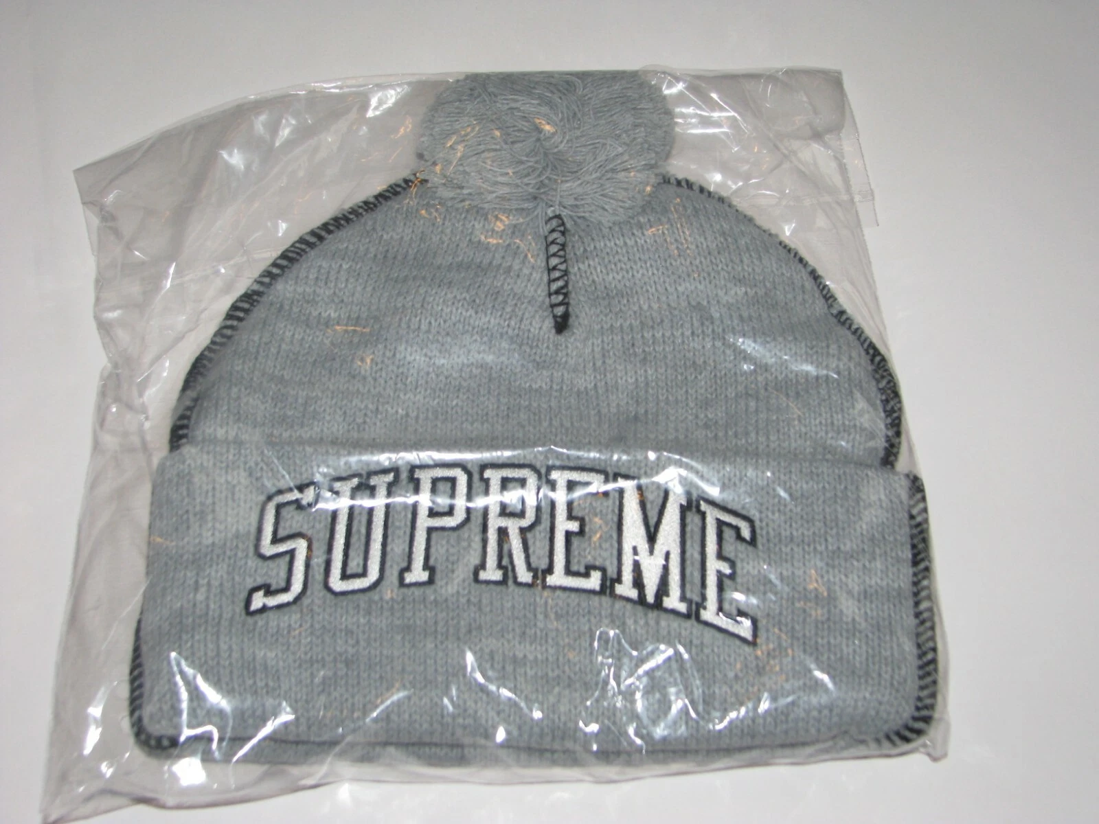 Casquette chapeau d'hiver SUPREME New York point de contraste bonnet GRIS BRUYÈRE NEUF F/W 2019