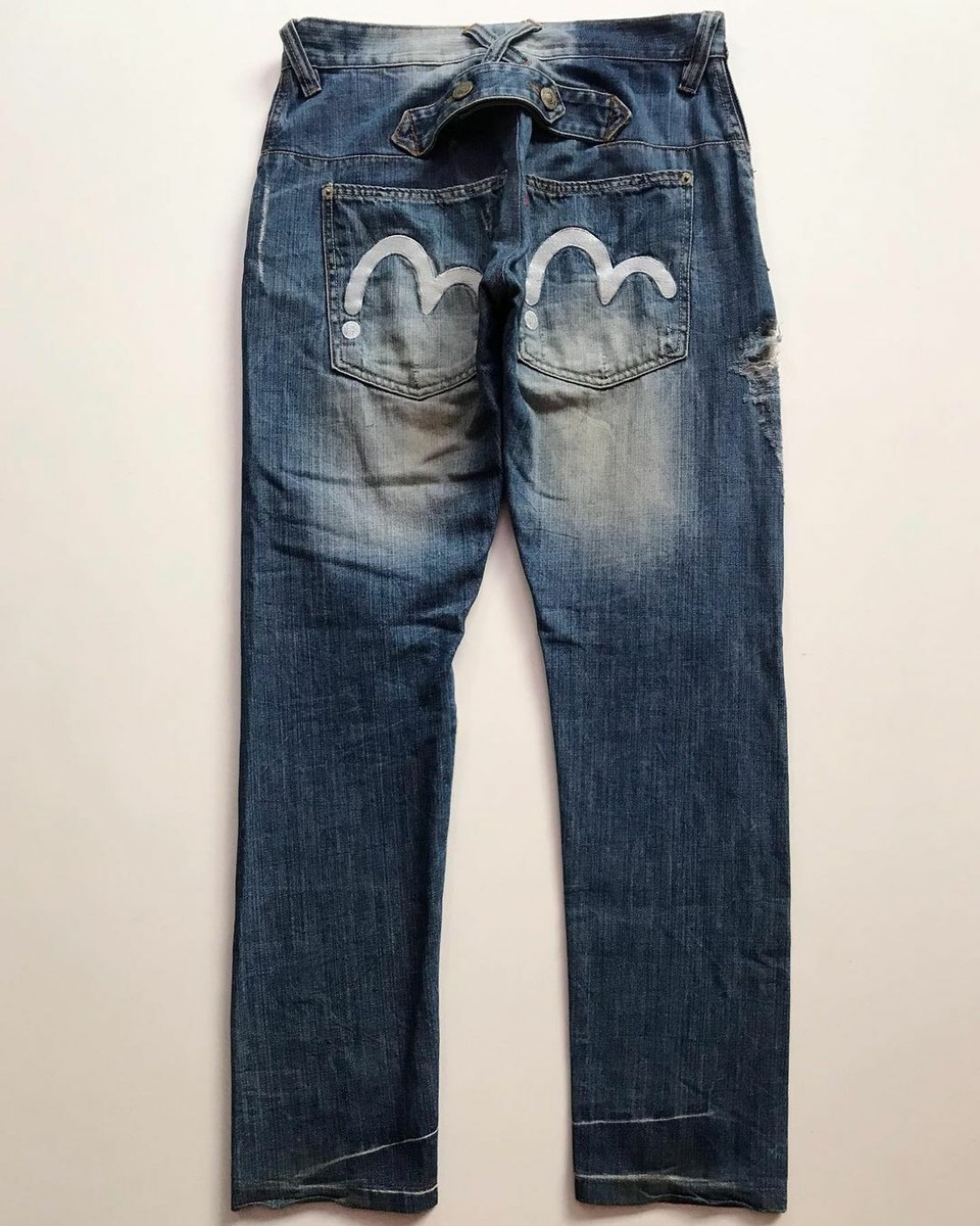 MENS EVISU JEANS Embroidered denim blue with buckle sizes 28 | eBay