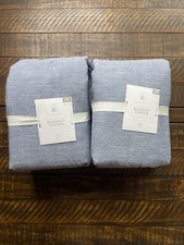 Pottery Barn Kids Evelyn Grommet Blackout Curtains Drapes 54 x120 Chambray S/2