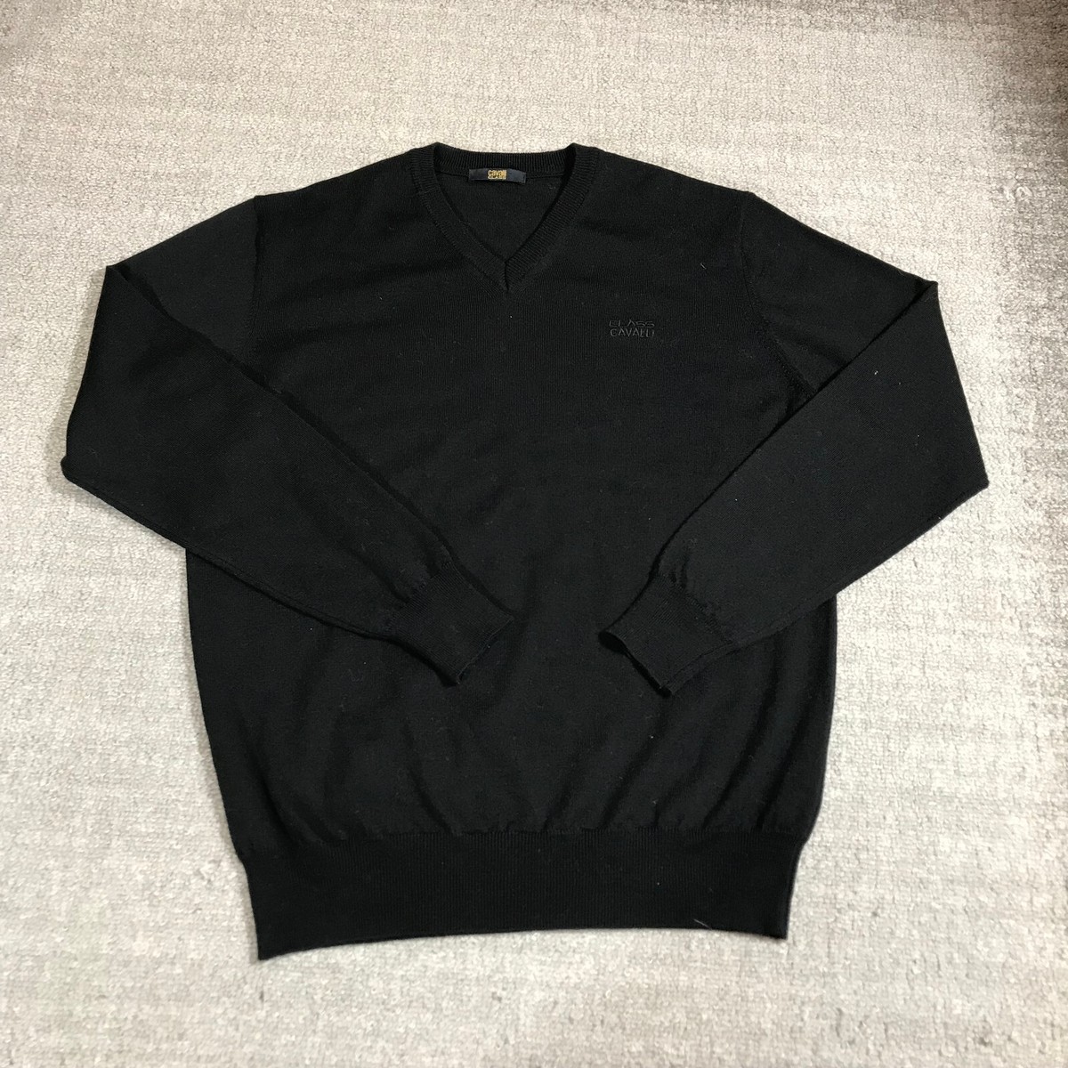 Cavallo トレーナー Just Cavalli Sweater Mens Large Pullover Cavalli Class Black Wool