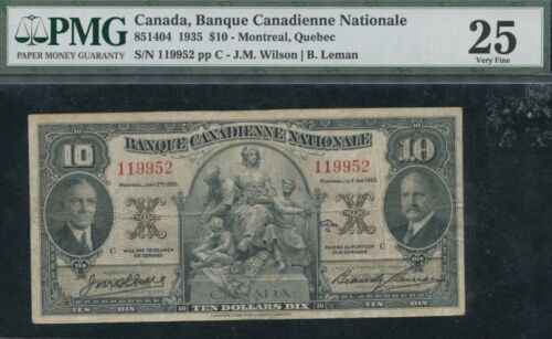 Banque Canadienne Nationale $10, 1935 - CH 85-14-04. PMG Very Fine 25 - Picture 1 of 2