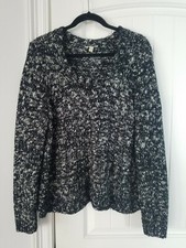 Eileen Fisher Cotton Sweater Round Neck Pullovers L Black White