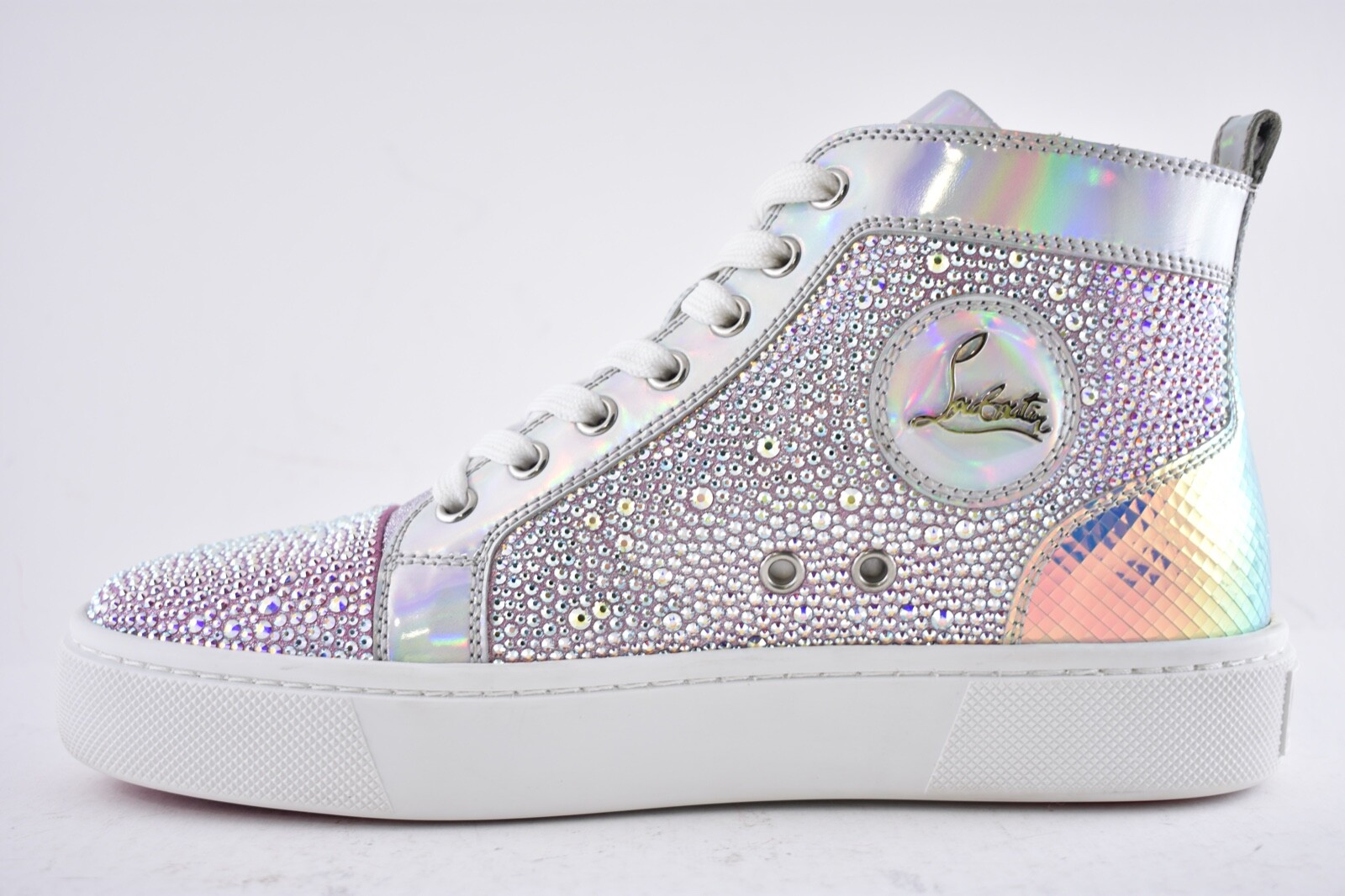 Christian Louboutin Super Louis Strass Flat SD AB Crystal High Top Sneaker 38 image 9