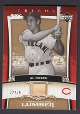 Al Rosen 2005 Upper Deck Trilogy Generations Past Lumber Gold Game Used Bat Card