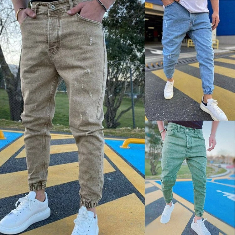 Pantalones Vaqueros Para Hombre Jeans De Estilo Boyfriend Moto Ajustados De  Lujo