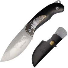 Elk Ridge Fixed Knife 3.25" Two-Tone Finish 3Cr13 Steel Blade Black Wood Handle
