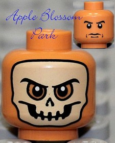 LEGO Indiana Jones Medium FLESH MINIFIG HEAD w/Painted Skeleton Skull Mask 7196