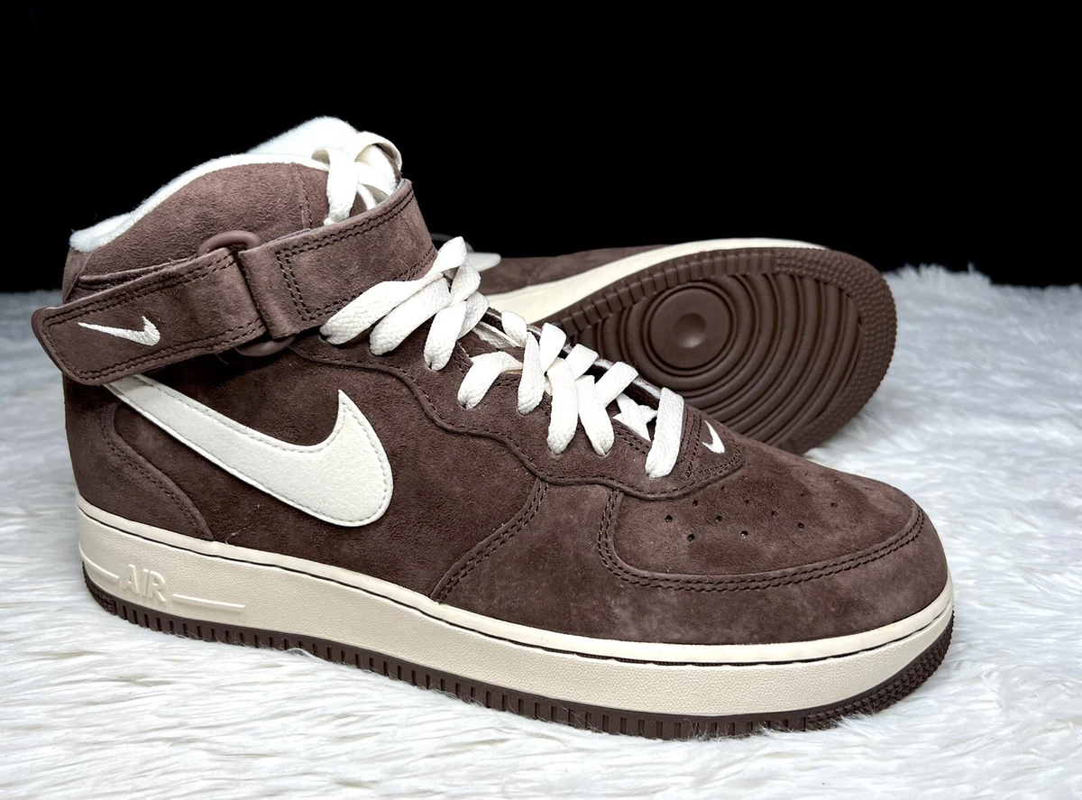 Nike Air Force 1 One Mid '07 QS Chocolate Cream Brown Suede Beige Tan sz 11