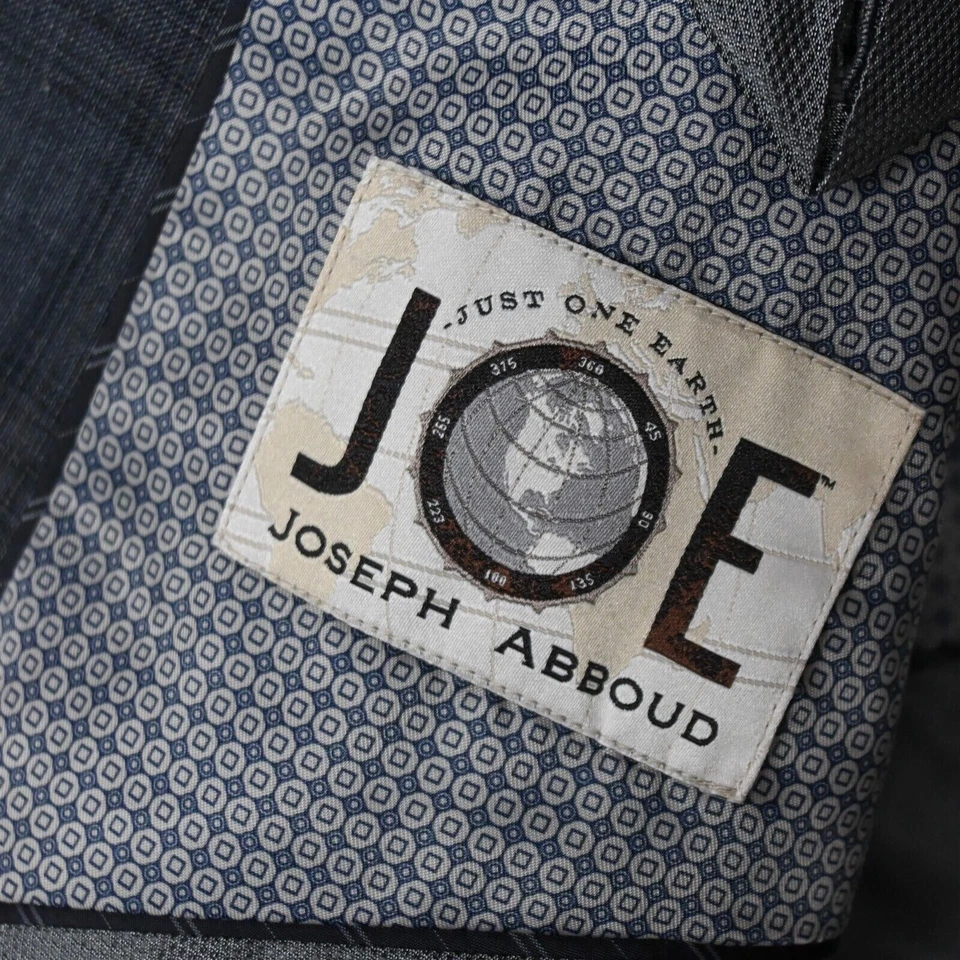 Blazer chaqueta abrigo deportivo Joseph Abboud 46L gris a cuadros 100 % lino ajustado para hombre Foto 4 de 4