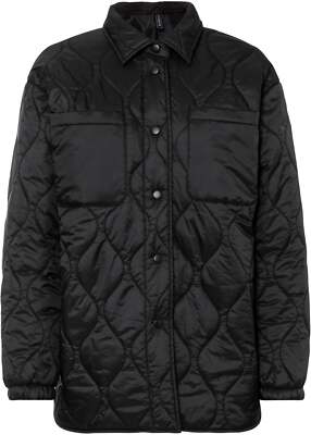 Oversized Steppjacke mit Druckknöpfen Gr. 44 Schwarz Damen-Jacke Parka Coat Neu
