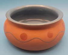 Himark Portugal Terra Cotta Turquoise Hand Painted Salsa Dip Bowl 5"