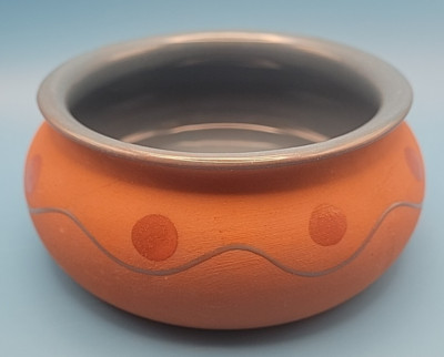 Himark Portugal Terra Cotta Turquoise Hand Painted Salsa Dip Bowl 5''