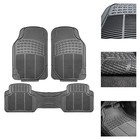 3PC Universal Floor Mats for Auto Car SUV Van All Weather Heavy Duty Gray Set