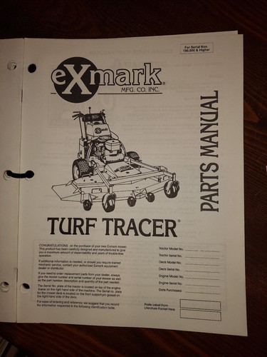 EXmark Turf Tracer Hydro Parts Manuals 8 books included cover Many serial #s - Picture 7 of 12