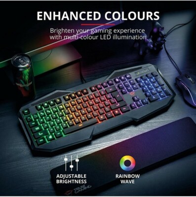 Trust Gaming 22514 GXT 830-RW Avonn Gaming Tastatur LED beleuchtet, UK Layout