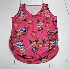 Women’s Pink Floral Side Ruched Tank Size XL
