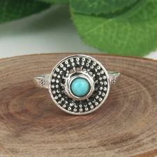 Antique Design Oxidized 925 Silver Arizona Turquoise Gemstone Rings Jewelry