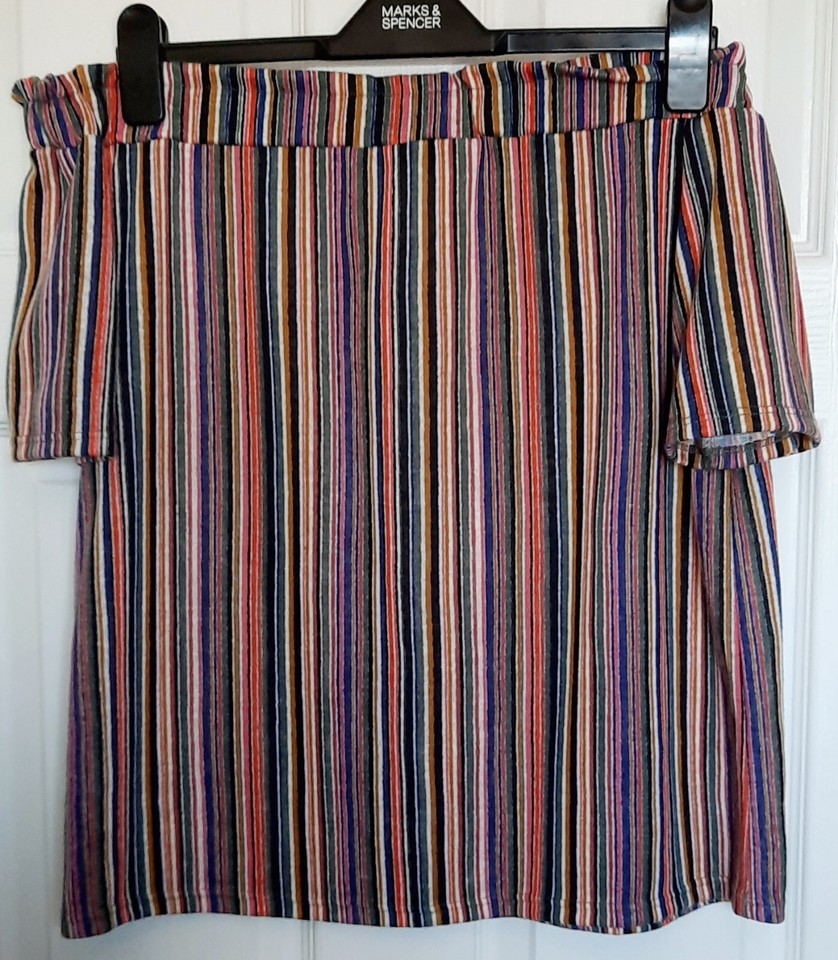 PAPAYA CANDY STRIPE BARDOT TOP, SIZE 12 eBay