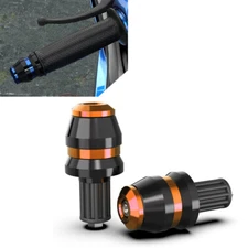 2x Universal 22mm 7/8" Motor Handlebar Grips Bar End Slider Cap Plugs CNC Orange