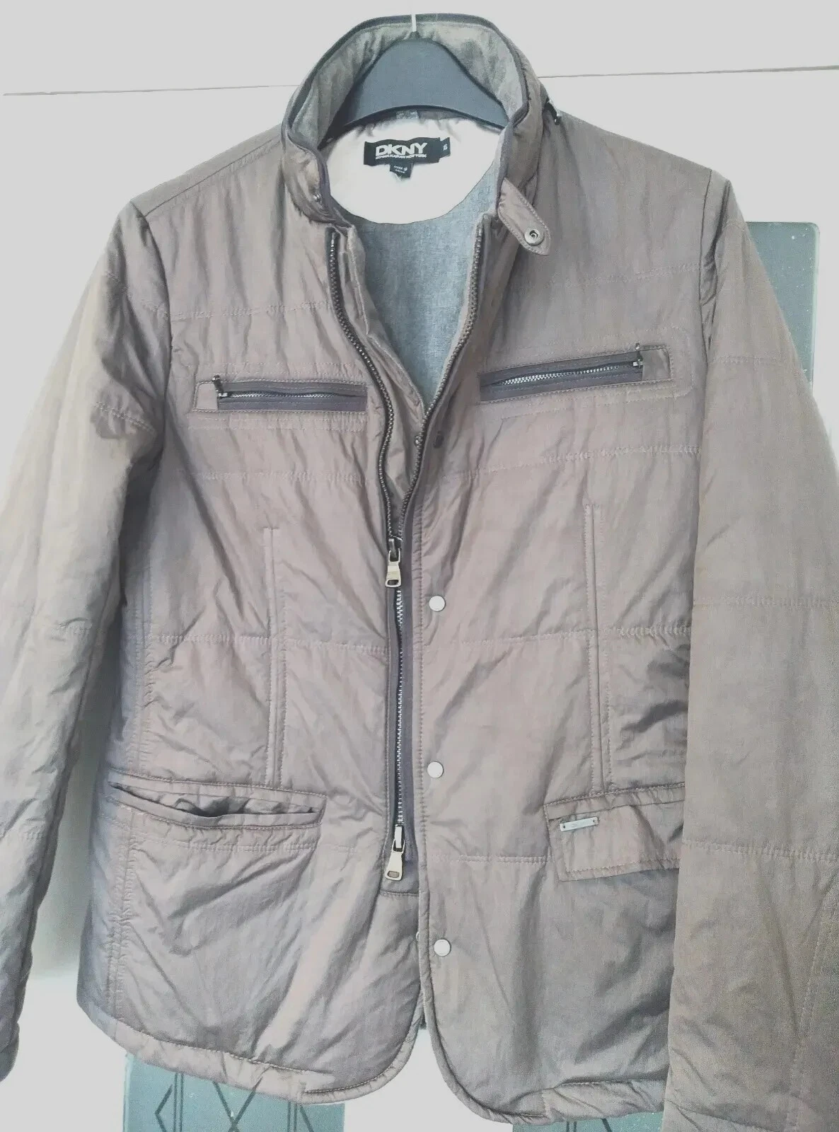 VGC DKNY WINTER JACKET BROWN HOODED THERMAL UK SIZE XS