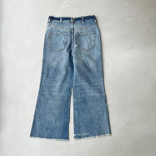 Free People Cropped Wide Leg Raw Hem Jeans. Blaue Vintage Waschung. W26 - Bild 5 von 6
