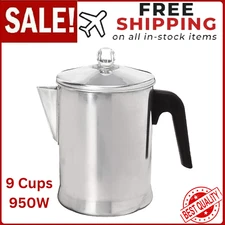 Heavy Duty Stove Top Percolator Coffee Pot Maker 9-Cup