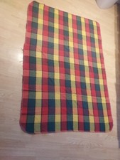 Vtg Chatham Red Plaid Throw Blanket Stadium Lap 69x45