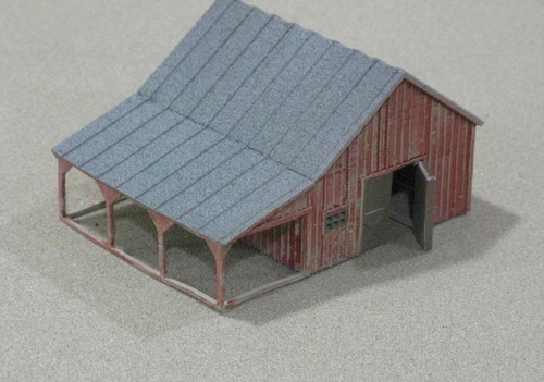 Small Barn HO or N Scale Building Scenery Kit White & Paintable!