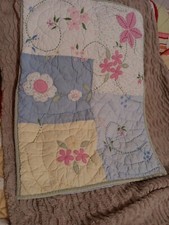 Pottery Barn Kids Quilted Sham Vtge Floral Embroidered Flower Applique Tie Close