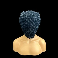 STUDDED FLORALS FULL FACE OVER THE HEAD MASQUERADE MASK HAUTE COUTURE - BLACK