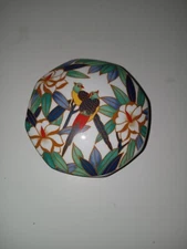 Takahashi Tropicale Porcelain Trinket Box Tropical Birds ~ 4 inches 